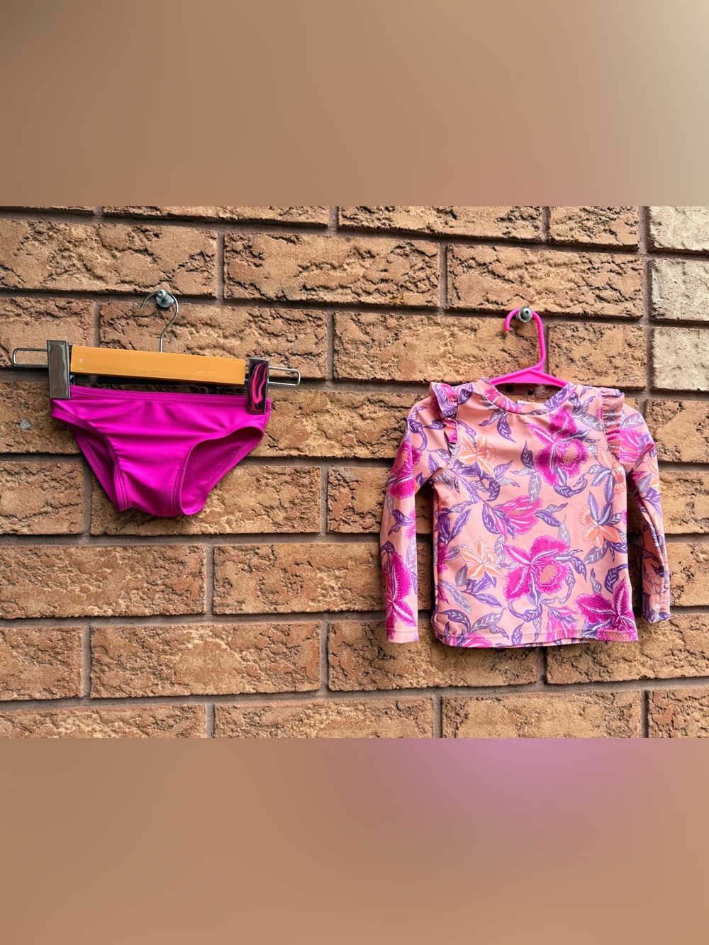 4/$25 • Old Navy Long Sleeve Ruffle-Trim Rash Guard Swim Two-Piece